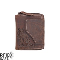 Bild von Naturleder Reissverschlussbörse Katze S  RFID safe